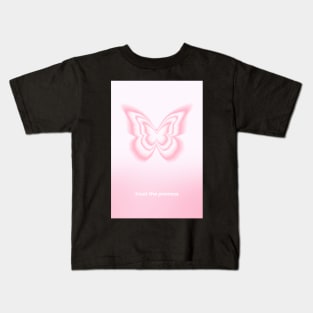 Pink Gradient Trust the Process Butterfly Aura Kids T-Shirt